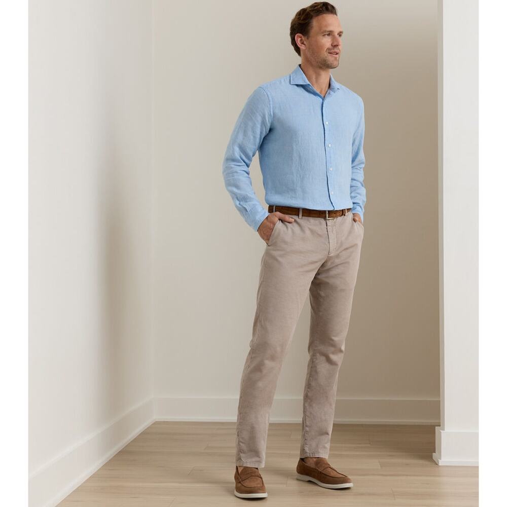 Peter Millar Somerset Flat Front Linen Cotton Blend Khaki Pants 40x34 NWT $225